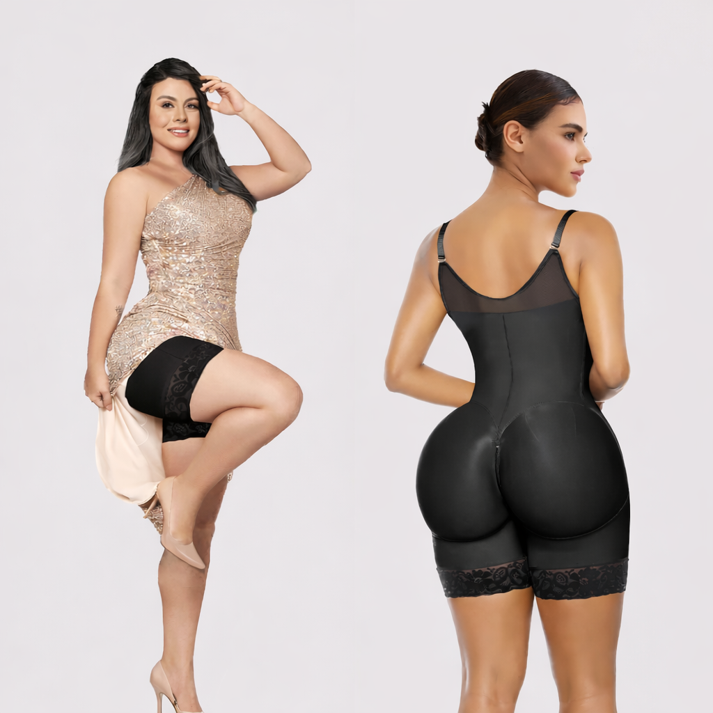 Women’s HEAVENGLOW Fajas Colombianas shapewear Tummy Control Butt Lifter Shaper with Zipper Crotch detachable shoulder strap
